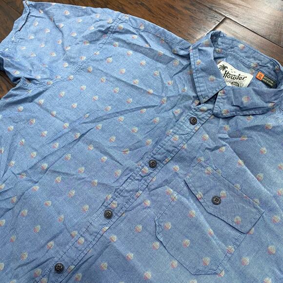 Howler Bros San Gabriel Blue Cotton Casual Short Sleeve Button Up Shirt Size XL - Picture 2 of 6